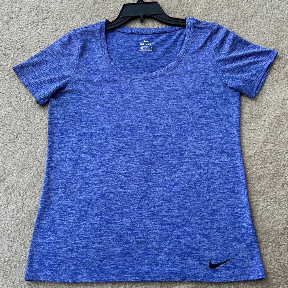 Nike Dry Fit Heathered Blue Performance Tee - gently used.